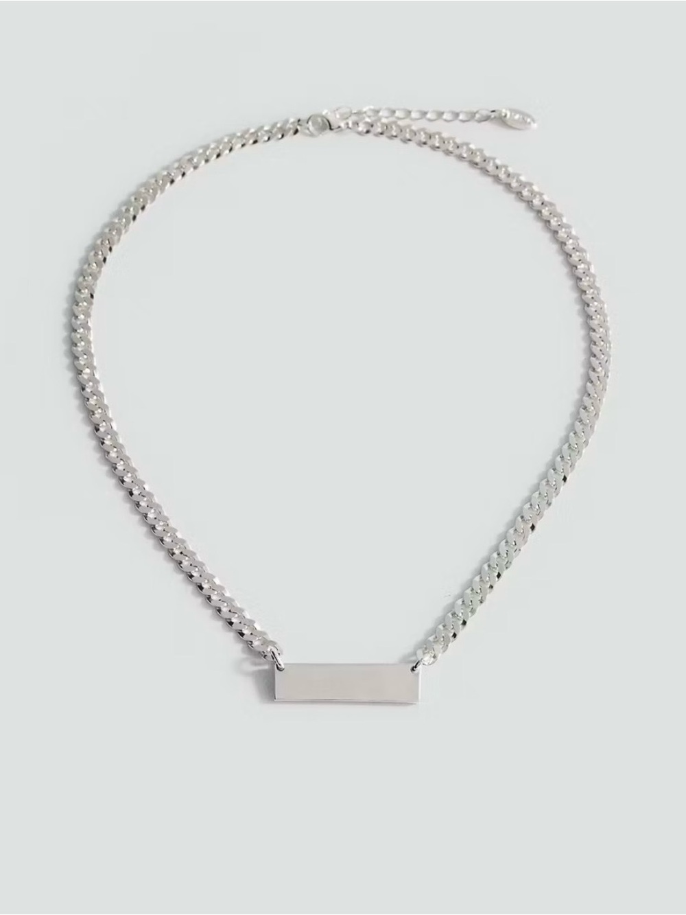 Mango Silver Chain Necklace with Metal Links and Nameplate BRAND NEW